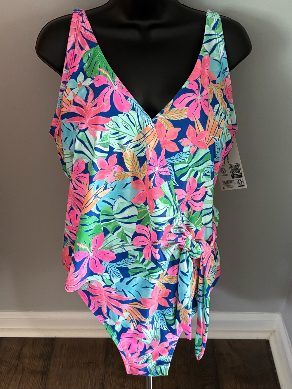NWT Member's Mark Women's Wrap-Style One-Piece Swimsuit Size XXL UPF 50